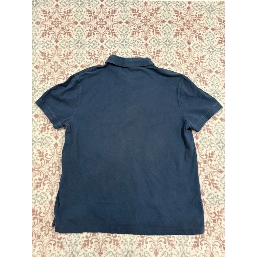 True Religion Mens Navy Blue Buddha Logo Pique Polo Shirt Size Medium